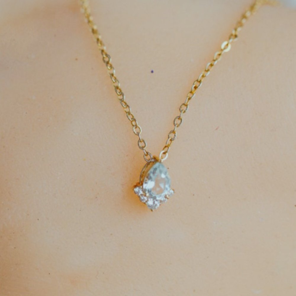 Aquamarine Blue Authentic London Topaz Stone Necklace Natural Gemstone Chain - Picture 6 of 10